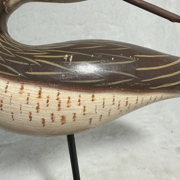 Vintage Hand Painted Decoy Duck Glass Eyes 9" tall Darrens Decoys stamped - Picture 4 of 5